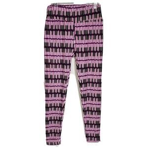 LulaRoe Womens Leggings One Size Piano Keys Print Pull On Pink Purple Stretch